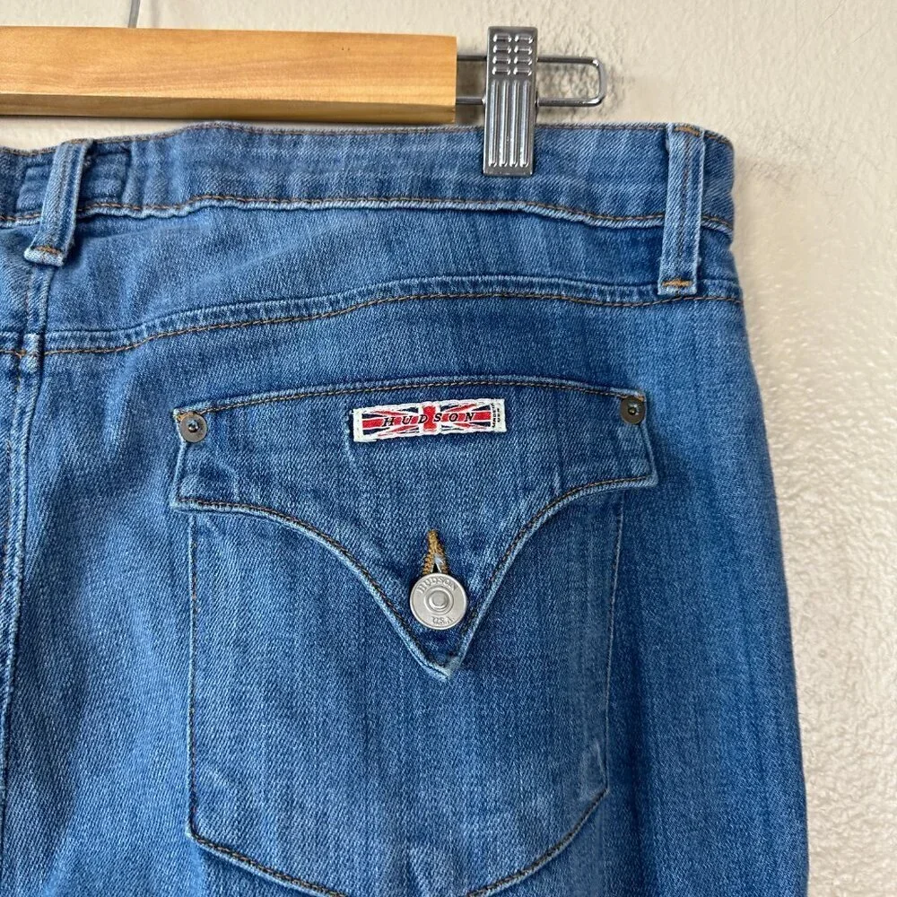 Hudson Womens Size 31 Jeans Medium Wash Cuffed Cropped Denim Straight Leg Blue